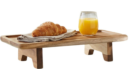 Alpina træbakke - morgenmad i sengebakke - rektangulær model - brun farve - lavet af træ - mål 38,5 x 20 x 5,4 cm - inklusive 2 års producentgaranti