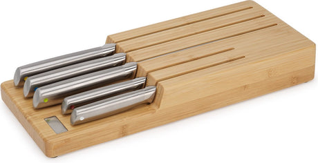 Joseph joseph - elevate stålknive med holder til skuffe bambus 5-delt - rustfrit stål - brun -