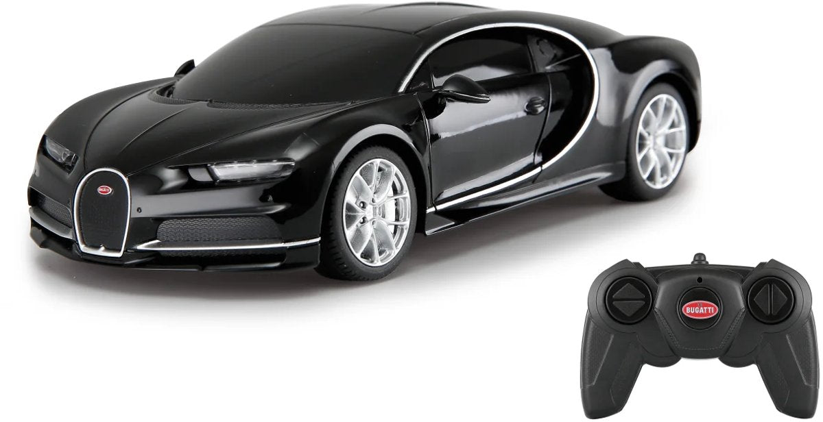 Jamara rc køretøjsbil - 405136 rc sportsvogn bugatti chiron - sort - 2,4ghz rc model færdiglavet - 1:24 styret bil