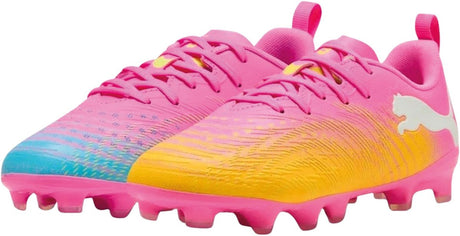 Puma future 9 play fg ag jr unisex sportssko - gift pink-sun stream-bright aqua- hvid