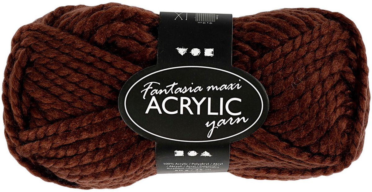 Creativ company fantasia akrylgarn, brun, maxi, 50 gr 1 kugle