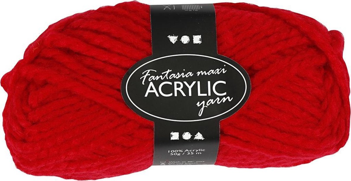 Creativ firma creotime akrylgarn rød 35 m. 50 gram