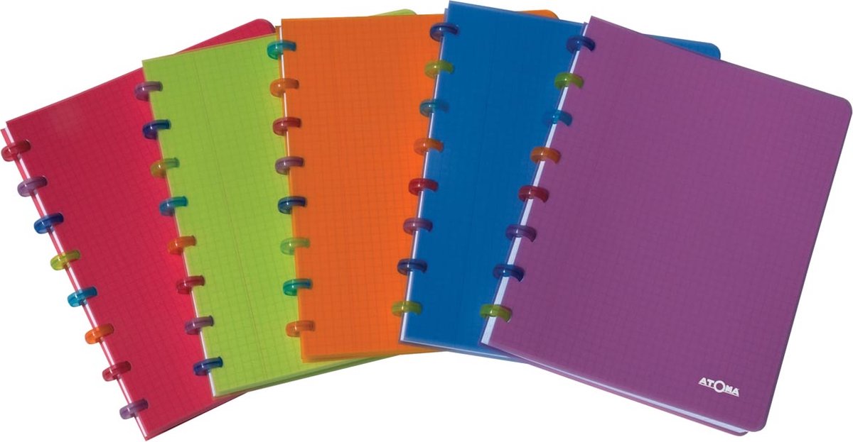 Atoma tutti frutti notesbog, ft A4, 144 sider, firkantet 5 mm, assorterede farver 10 stk.