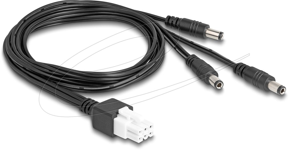 Delock kabel mini-fit 4,2 mm 6 ben han til 3 x DC 5,5 x 2,5 mm han sort