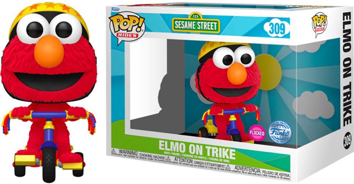 Funko pop! animation forlystelser: sesam street elmo på trike (flocked eksklusiv special edition)