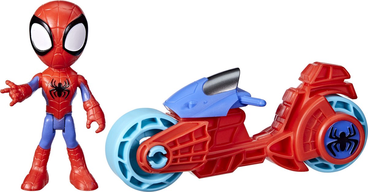 Spidey og hans fantastiske venner hasbro marvel spidey legetøjsmotorcykel med actionfigur - superhelteeventyr.