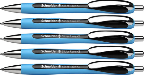 Schneider skriveredskaber schneider kuglepen - slider rave - nib xb - stregbredde 1,4 mm - sort - 5 stk - s-132501-5