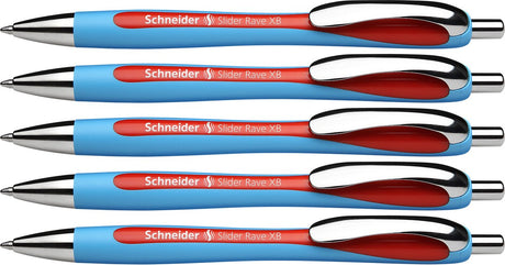 Schneider skriveredskaber schneider kuglepen - slider rave - nib xb - stregbredde 1,4 mm - rød - 5 stykker - s-132502-5