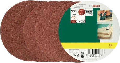 Bosch 25-delt slibepladesæt til excenterslibere 125 mm - korn 40