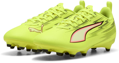 Puma ultra 6 play fg ag jr unisex sportssko - gul alarm- sort-glødende rød-lime squeeze