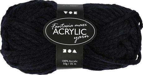 Creativ company fantasia akrylgarn, l: 35 m, maxi, sort, 50 g 1 kugle