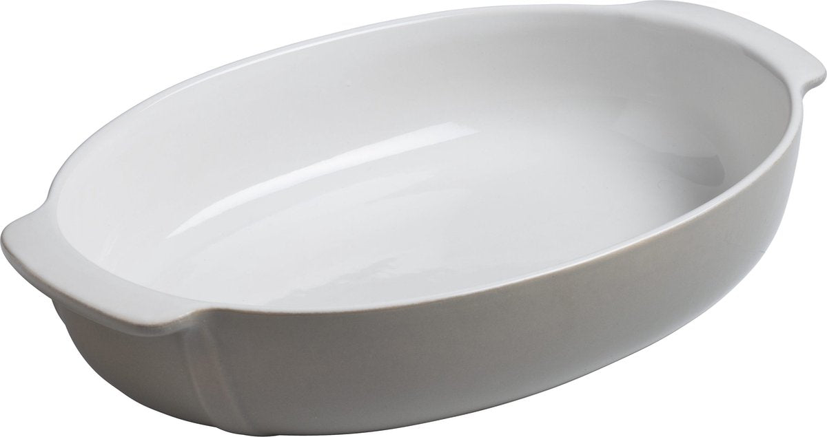 Pyrex bradefad oval, grå, 30 x 20 cm - | signatur