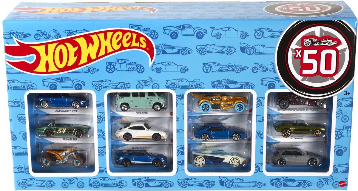Hot wheels 50 bil diecast - gaveæske - legetøjskøretøj