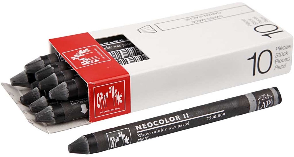 Caran d'ache vokskridt neocolor ii sort 10 stk