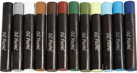 Creativ company oliepastell, l: 7 cm, tykkelse 11 mm, naturlige farver, 12 stk. 1 æske