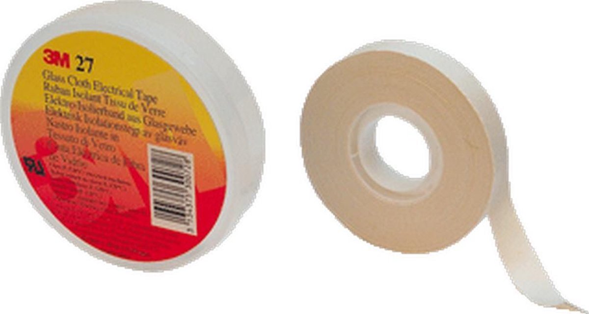 3m mmm selvklæbende tape scotch 27, glasfiberstof, hvid, (lxb) 20mx12mm