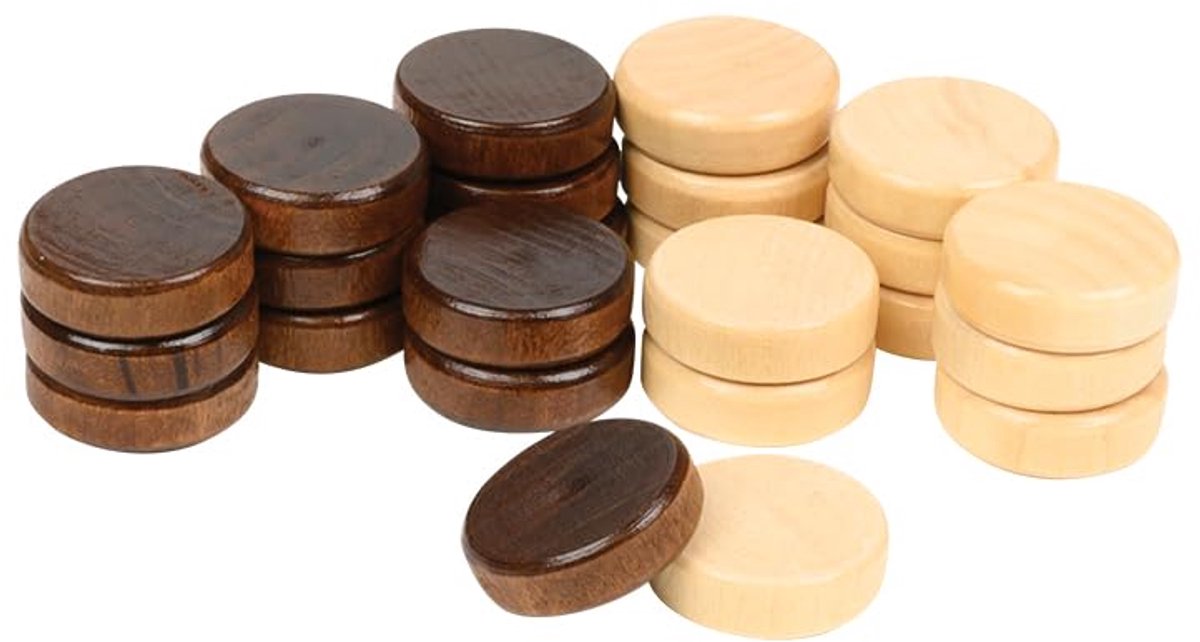 Philos backgammon stensæt 28 x 8 mm spillesten i træ.
