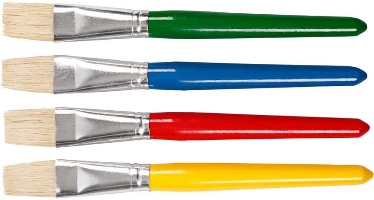 Creativ virksomhed https: www.cchobby.nl børster-til-børn-l-19-cm-b-20-mm-flad-4-piece-1-box