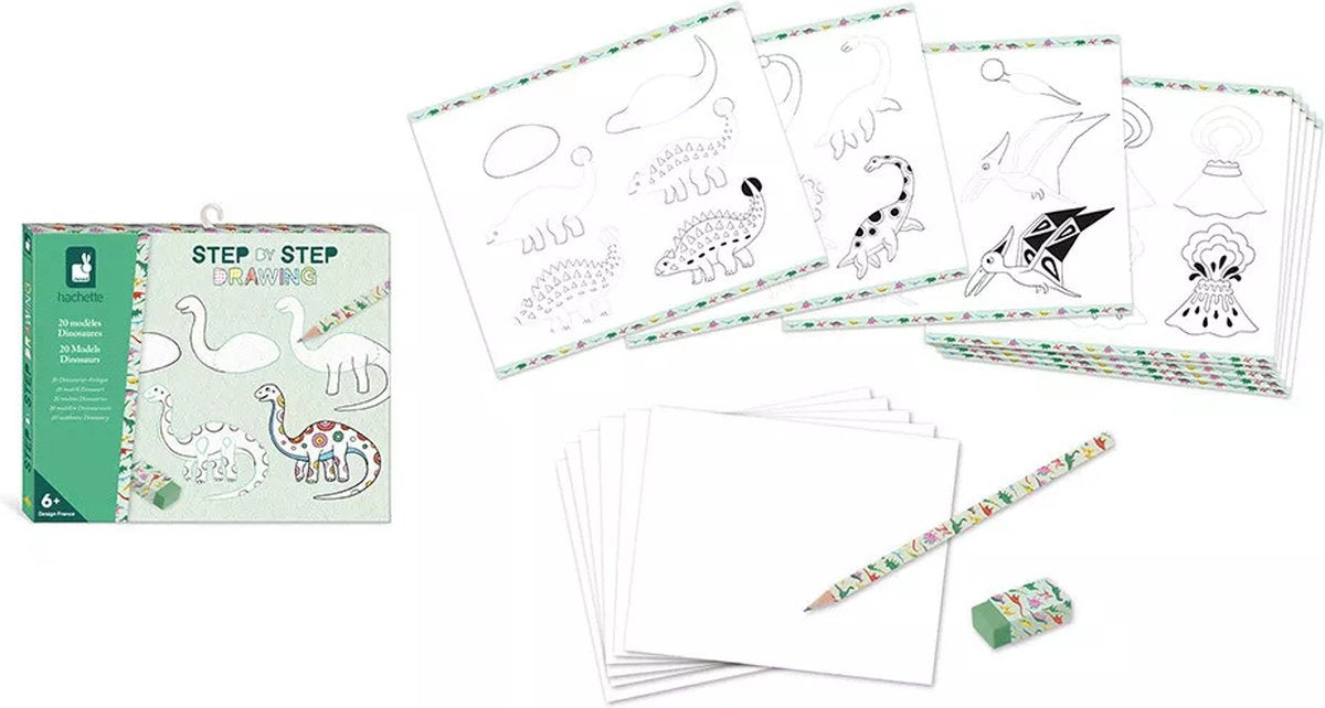 Janod - hachette - kreativ tegning dinosaurer
