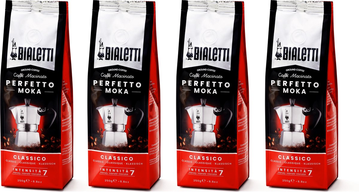 Bialetti moka classico malet kaffe - 4 x 250 gram