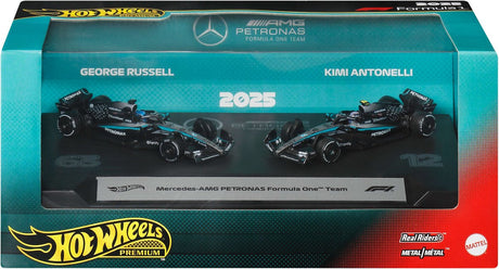 Hot wheels premium formel 1 sæt med 2 biler - amg petronas formel 1 team russell og antonelli