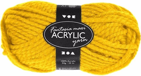 Creativ company fantasia akrylgarn, l: 35 m, maxi, gul, 50 g 1 kugle