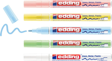 Edding 751 glansmalertuscher – 5 pastelfarvede malingstuscher – rund spids på 1-2 mm