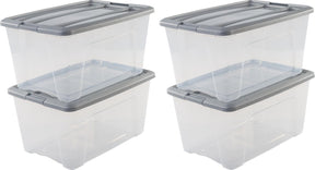 Iris new topbox opbergbox - 45l - kunststof - transparant zilvergrijs - set van 4