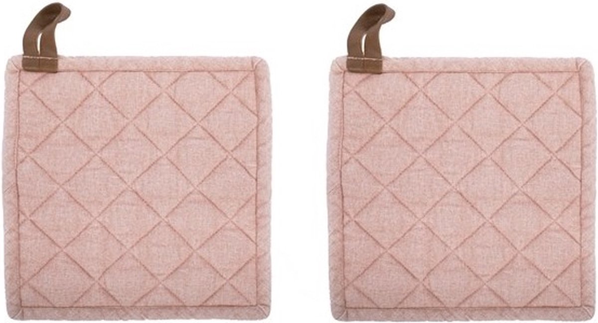 Umærkede sans marque tiseco myrna grydelapper – bomuld – sæt med 2 stykker – 20x20cm – pink
