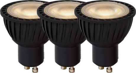 Lucide mr16 - led lampe - ø 5 cm - led dæmpbar - gu10 - 3x5w 3000k - sort - sæt med 3 stk.
