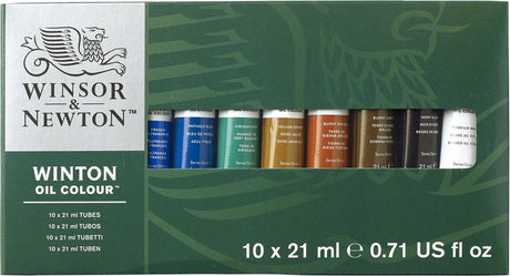 Winsor Newton 1490697 Winton Oil Paint Starter Sæt – 10 × 21 ml – Oliemaling til kunstnere og begyndere