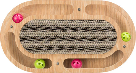 Trixie kradsepap - med legetøj - træ - med katteurt - 46x25x4 cm