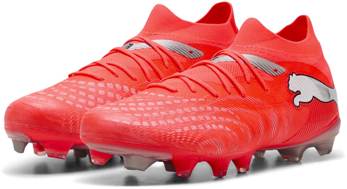 Puma future 9 match fg ag unisex sportssko - lysende rød- hvid- sort- sølv