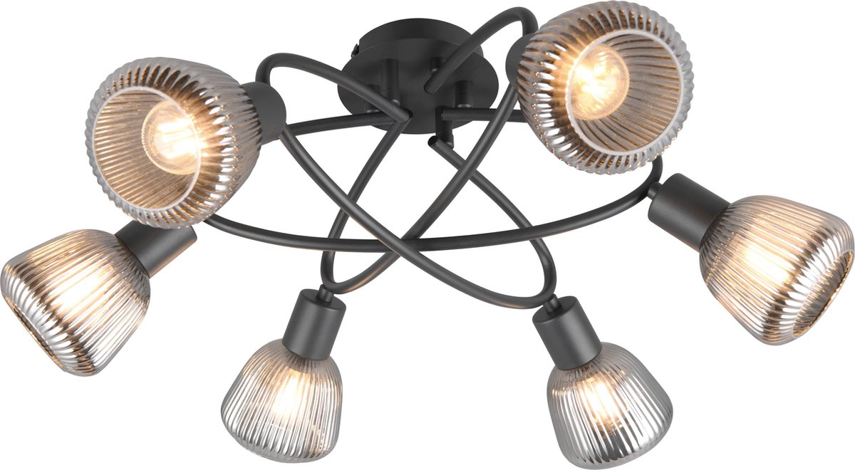Trio tarifa - loftslampe - sort mat - ekskl. 6x e14 4 w - loftmontering