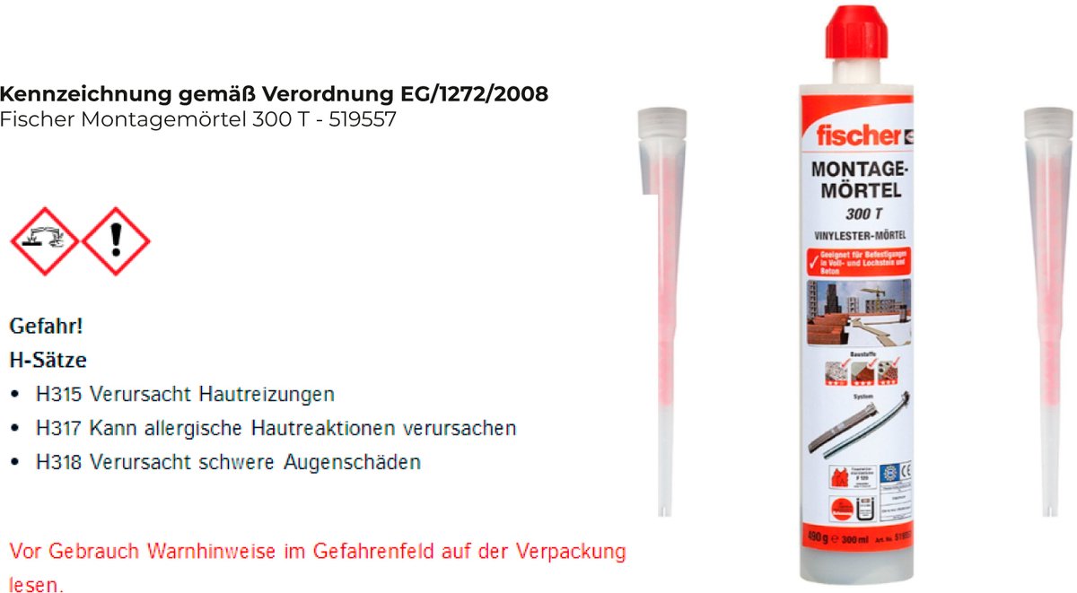 Fischer monteringssnegl 300 t - 519557