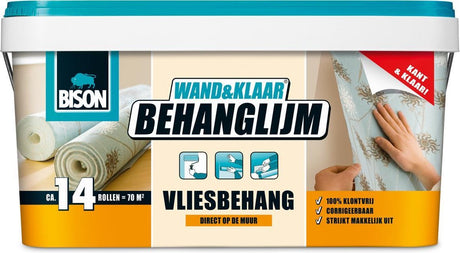 Bison wall ready® tapetklæbende non-woven tapetspand 10 kg, klar til brug, nem at påføre, korrigerbar, god vedhæftning, til alle typer tapet med non-woven bagside