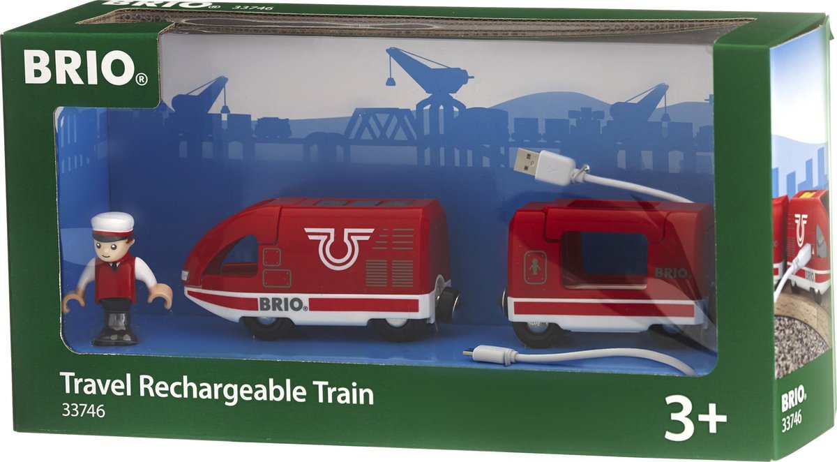 Brio genopladeligt rødt passagertog med USB-kabel - 33746