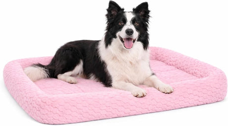 Flamingo hundepude - hundekurv - naya rektangulær pink med kant 100,5x63,5 cm - blød - luksuriøs - behagelig
