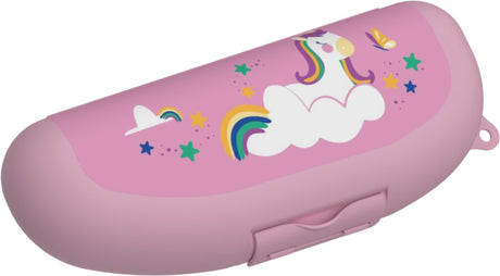 Dag til dag bananæske enhjørning - 525ml - bananæske til børn - frugtæske med clips - bananæske til beskyttelse - BPA-fri frugtæske - pink