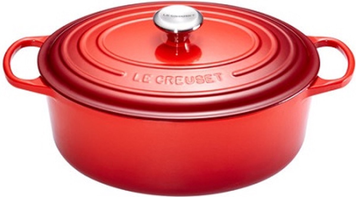 Le creuset signatur - bradepande - oval - kirsebærrød - 40 cm - 13,9 l - induktion