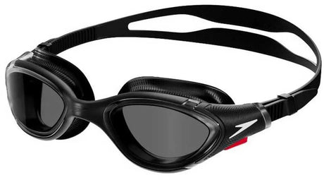 Speedo biofuse 2.0 svømmebriller - ergonomiske dykkerbriller voksne - anti-dug UV beskyttelse - professionelle svømmebriller med trykknap lukning - super blød forsegling - sort røg