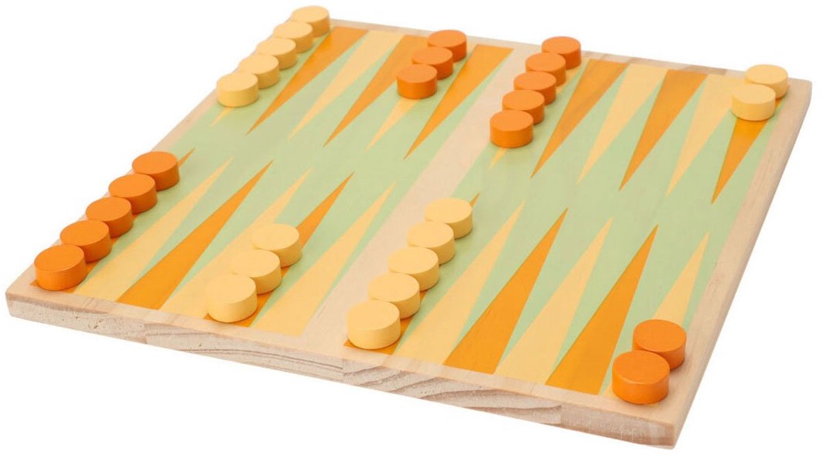 Koopman træbrætspil backgammon rejsespil kompakt størrelse 20x20cm.