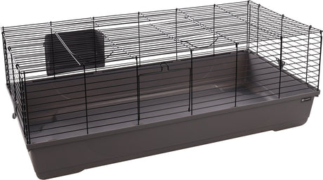 Flamingo hamsterkooi – mobi – caviakooi dwergkonijnenkooi – ruime binnenkooi met hooiruif en diepe bodem – metaal zwart grijs – 117,5x58x42,5 cm – europese kwaliteit