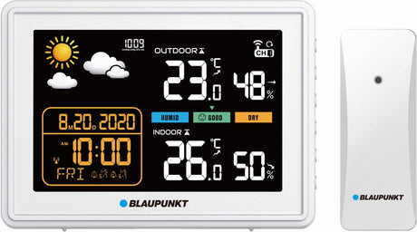 Blaupunkt - vejrstation med hygrometer lufttryksprognose - hvid
