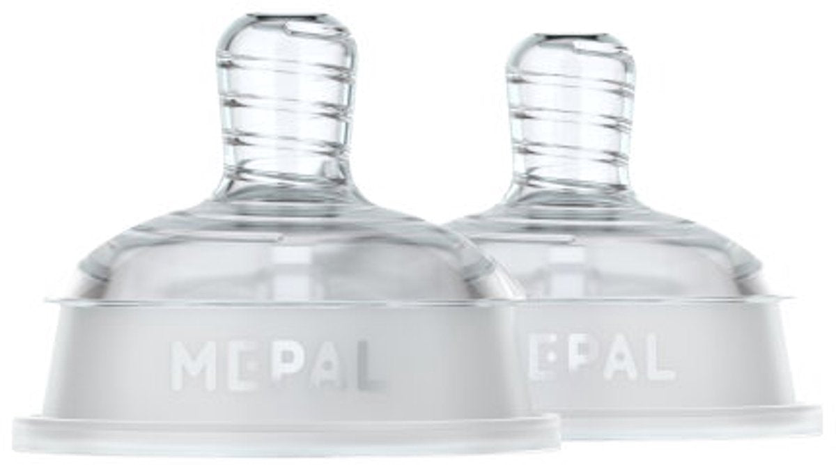 Mepal mio set flesspeen 2-delig medium - anti-koliek - spiraalontwerp voorkomt verstopping - siliconen van medische kwaliteit - helder