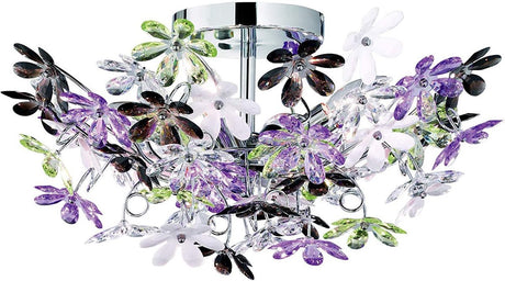 Rl live your light reality blomst - loftslampe - krom - ekskl. 4x e14 4w - diameter 560 mm - krom - flerfarvede og klare blade