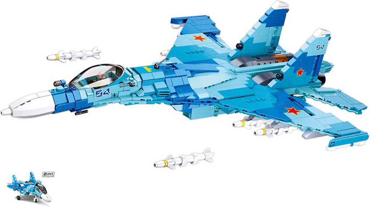 Sluban blå jagerfly 2 i 1