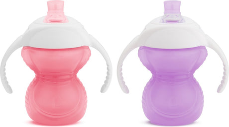 Munchkin drinkbeker 2-pack - click lock bite proof trainer cup - bijtbestendige drinkbeker voor baby's - overgangsbeker - vanaf 6 maanden - beker met handgrepen - 207ml - paars roze