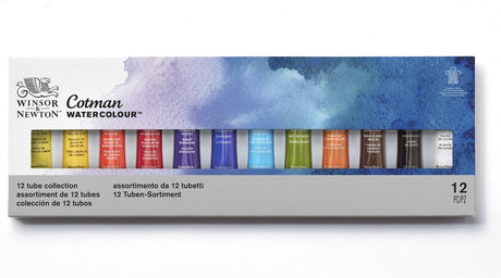 Winsor Newton 0390636 Cotman akvarelfarvesæt – 12 rør 8 ml – Professionel akvarel til studie og rejser