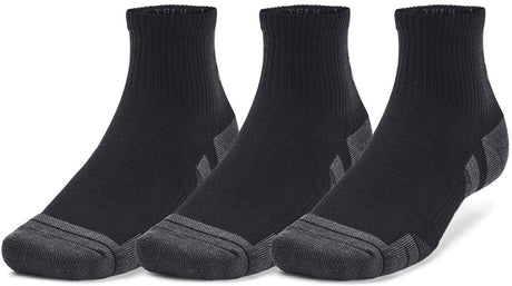 Under armour ua performance tech 3pk qtr-blk unisex sportsstrømper - sorte - jetgrå